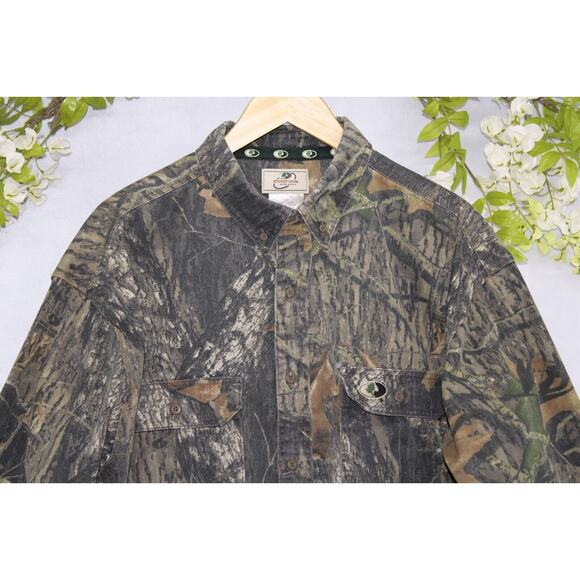 Mossy Oak Apparel Men XL Button Down Camouflage Hunting Camo Long Sleeve Shirt - Picture 3 of 7